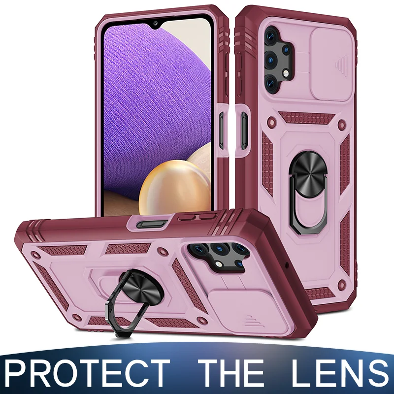 Military Card Armor Case For Samsung Galaxy S21 Ultra S20 FE S10 Plus Protect Lens Cover A72 A52 A42 A32 5G A12 A02 Fundas Coque