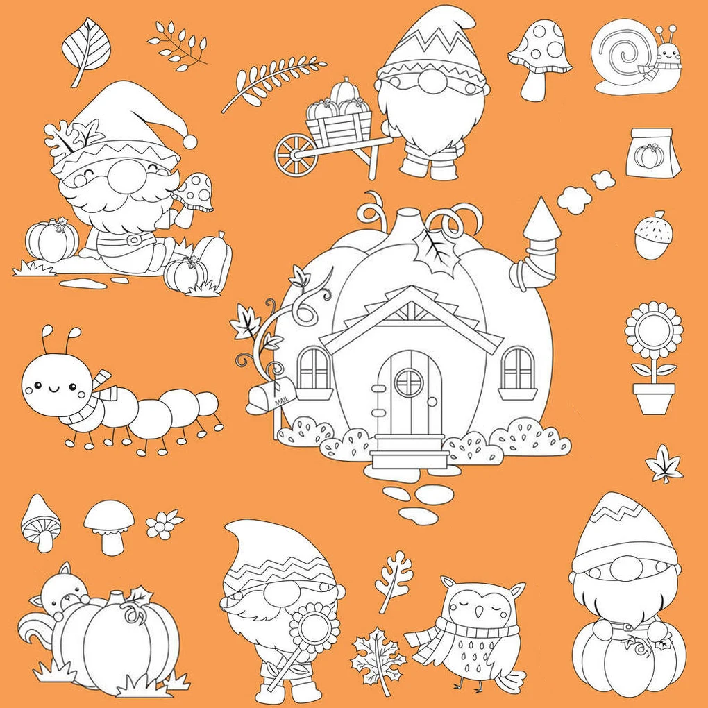 

Harvest/Pumpkin House/Cartoon Dwarf Clear Stamps Rubber Silicone Seal for DIY Scrapbooking Card Making Album Decoroation Crafts
