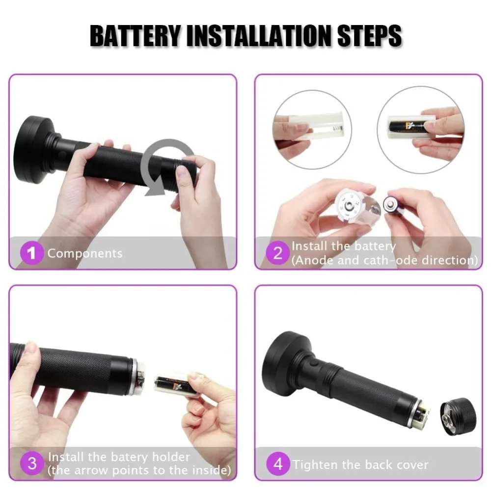 

100 UV LEDS Purple Flashlight Fluorescent Agent Detection Lamp for Fishing Anti-counterfeiting Mask Fluorescer Stains Detector