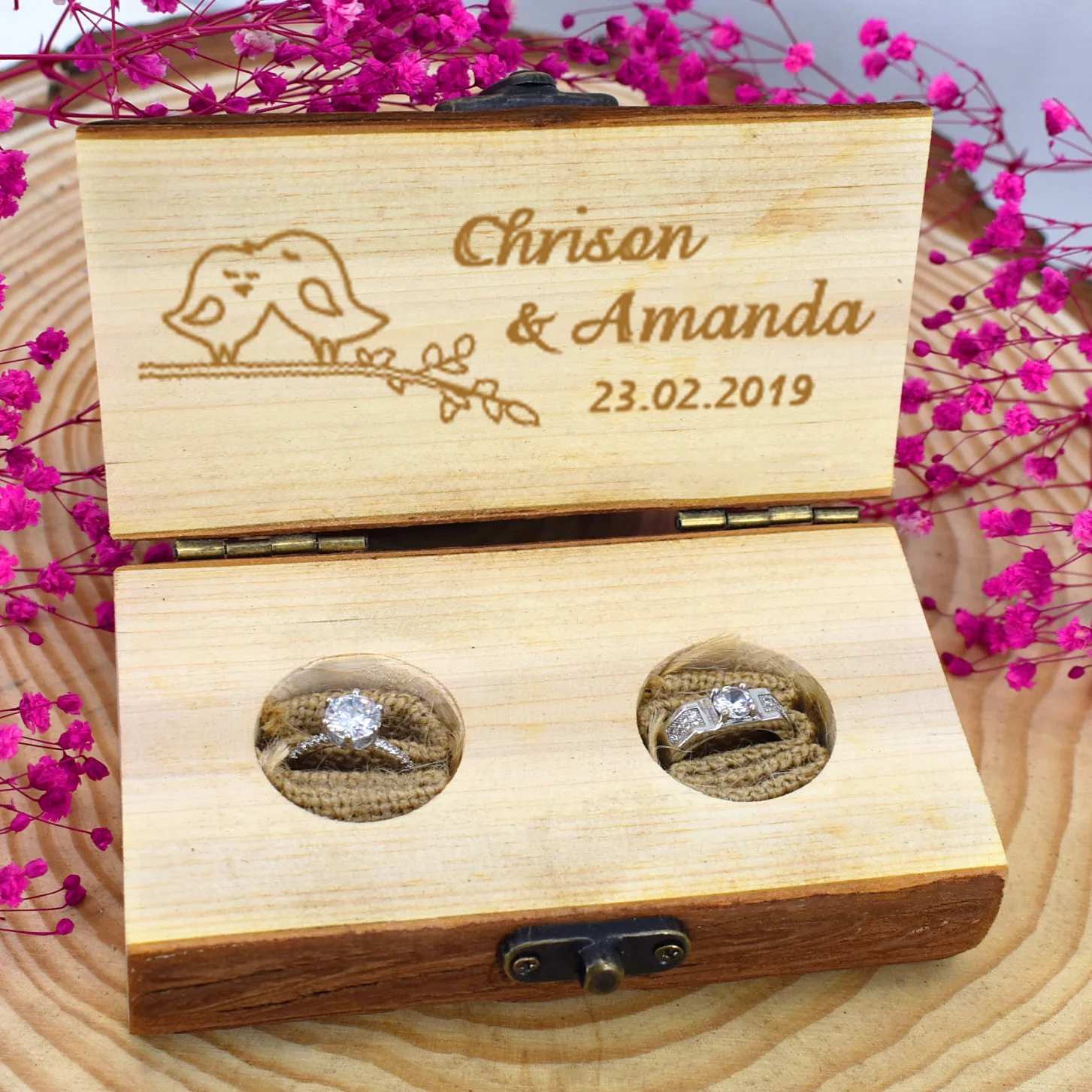 Деревянная коробка для колец свадебные принадлежности держатели свадебных