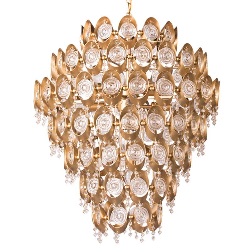 Золотой Хрустальный подвесной светильник роскошное освещение для дома кухни
