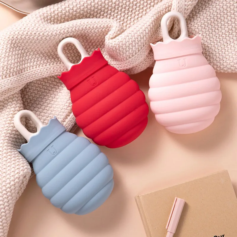 

V Silicone Hot Water Pouch Microwave Heating Silica Gel Bottle Knit Cover Hand Warm Bottle Microwave Heating Portable Bottle