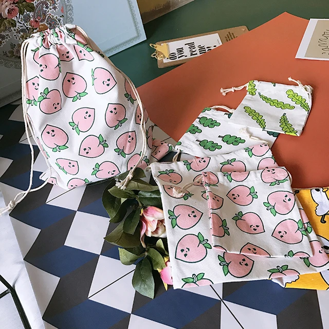 Корейский ulzzang Харадзюку Мультфильм Drawstring Женская Новая мода Портативный Путешествия Повседневная Женская Drawstring Карманный