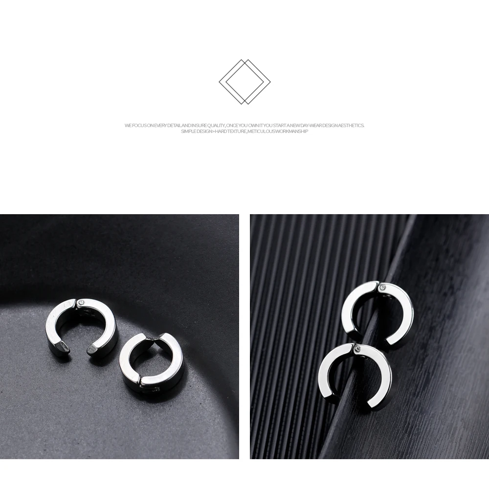 Мужские Серьги EyeYoYo из титановой стали круглые серьги нержавеющей без пирсинга