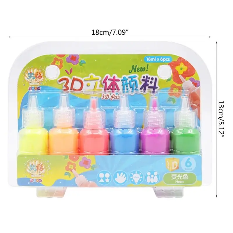 

6 Colors Kids 3D Acrylic Paint Pigment Set for Children Graffiti DIY Painting