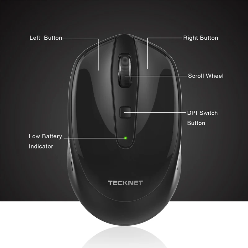 TeckNet Omni Mini 2 4 GHz беспроводная мышь 3 регулируемые уровни DPI: 1600/1200/800DPI с USB нано