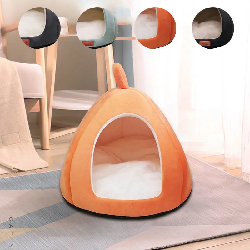 

Pet Dog Pumpkin Shape New Style Cat Nest Warm Bed Detachable Soft Beds Cushion Mat Indoor Basket For Small Puppy Kitty House