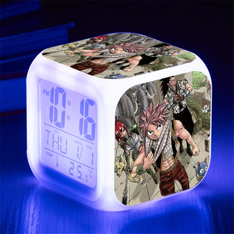Аниме Сказочный хвост Natsu Dragneel будильник Lucy Heartfilia Erza Scarlet Gray Fullbuster светодиодный