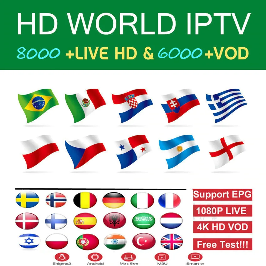 8000 Live Европа IP tv подписка Франция Великобритания Немецкий Арабский голландский Швеция французский Польша Португалия Ssmart tv IP tv M3U