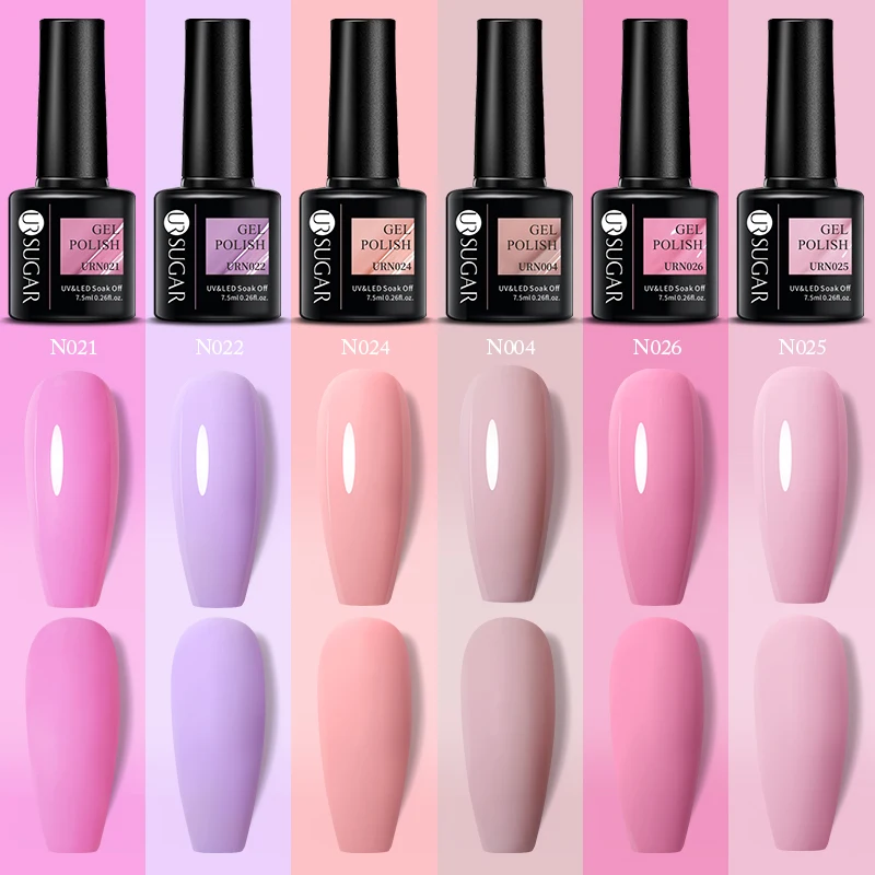 

UR SUGAR New Plastic Bottle 7.5ml Nude Pink Color Gel Nail Polish Matte Gel UV Lamp Varnishes Soak Off Nail Art Manicure DIY Gel