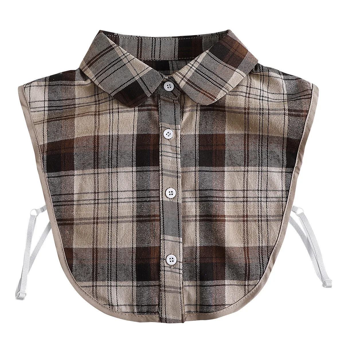 

Women Fake Collars Decoration Plaid Stand False Collar Tie Lapel Fake Collar Female Half BLouse Detachable Collar Accessories