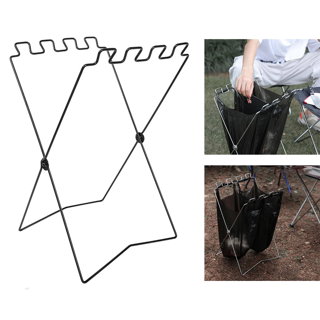 Foldable Trash Bag Holder Stand Camping Portable Waste Sorting Bin Rack Garbage Hanging Storage Bathroom | Спорт и развлечения