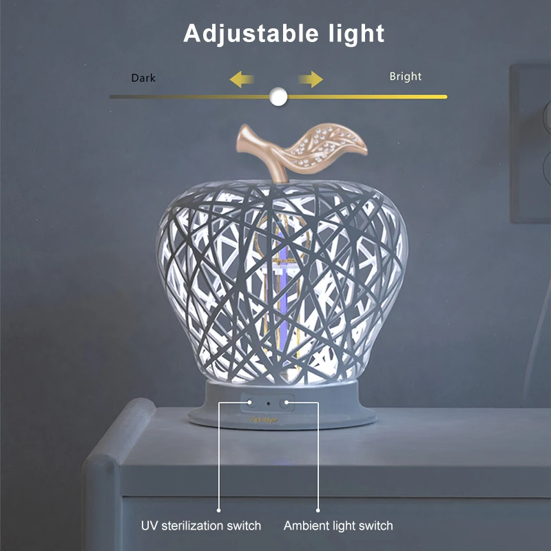 

Newly Apples Shape Hollow Art Modeling UV Sterilization Lamp USB LED Night Light with Remote Household XSD88