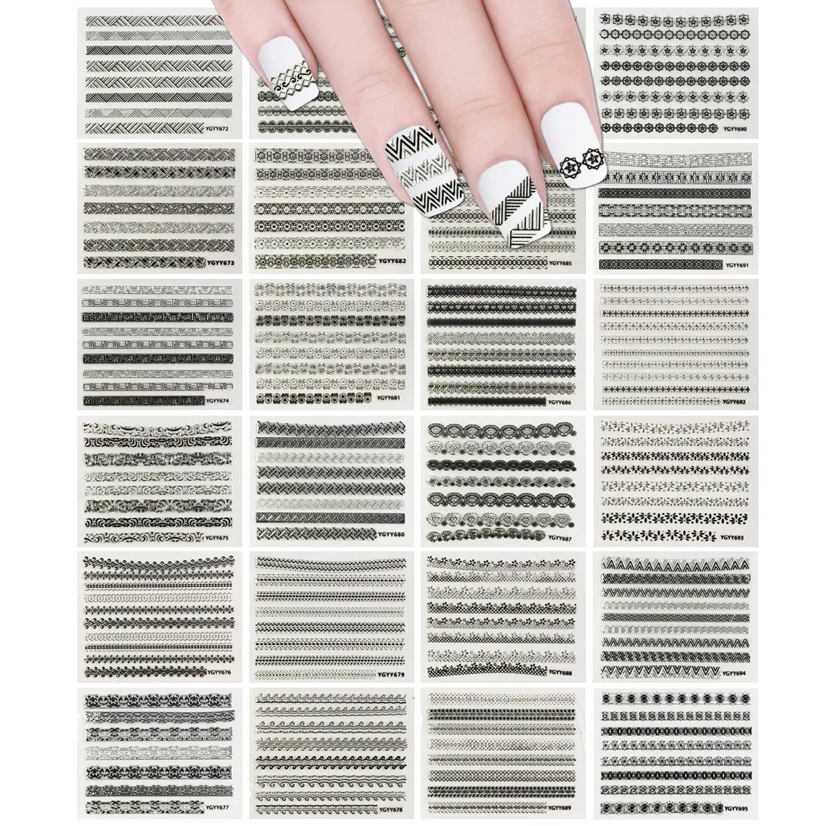 

30 Sheets Nail Stickers Self-adhesive Nail Art Stickers Decals Various Flowers Butterfly Lace Fun Nail Art Stickers