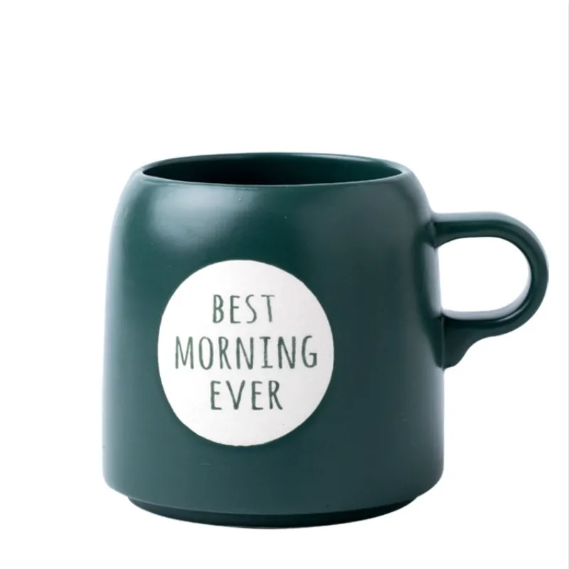 

Green Creative Coffee Mug Portable Ceramic Set Cute Reusable Coffee Mug Travel Canecas Cafe Criativas Home Drinkware QOO50MK