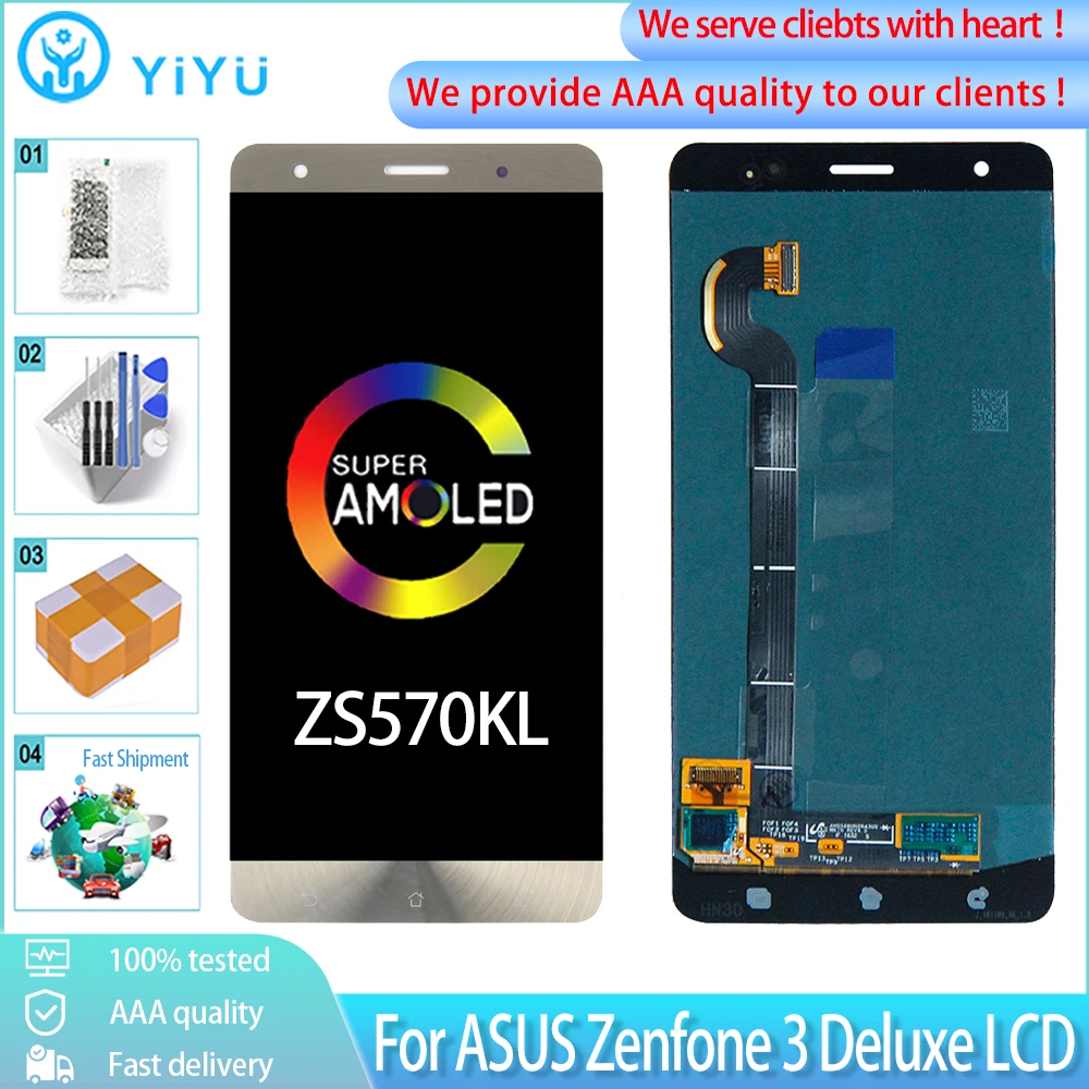 5 7 &quotоригинал для ASUS Zenfone 3 Deluxe ZS570KL ЖК-дисплей сенсорный экран AMOLED дигитайзер