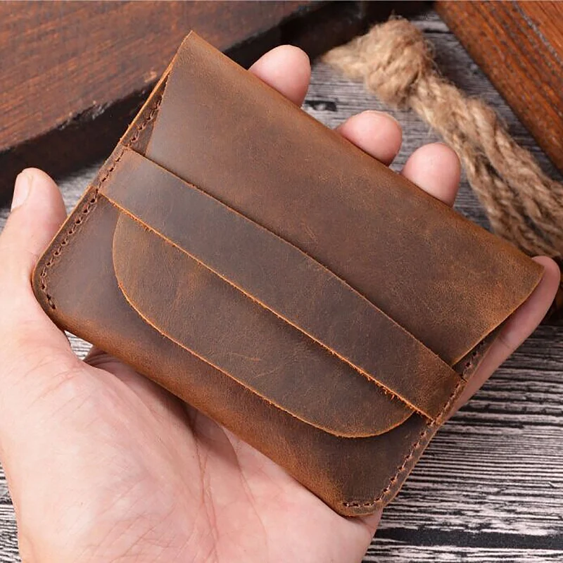 

New Leather Credit ID Card Holder Vintage Business Card Holder Retro Male Coin Purses Wallets