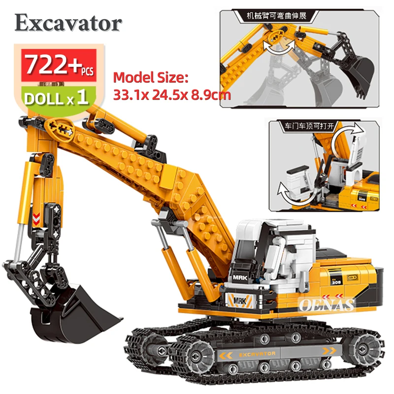 

SEMBO High-Tech Technique City Engineering Forklift Crane Excavator Mixer Truck Vehicle MOC Model Building Blocks Toy Boys Gifts