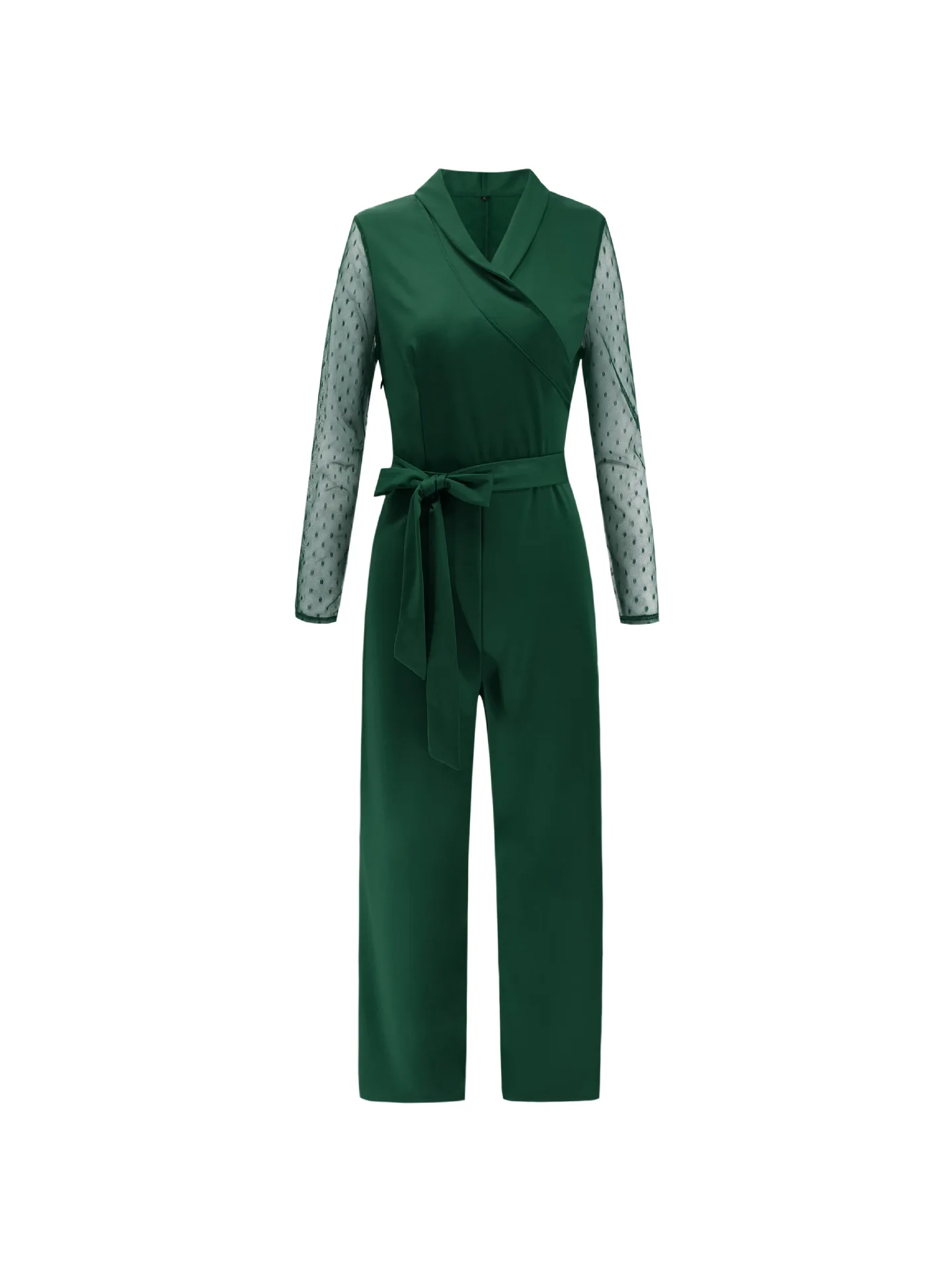 

Fashion Female Jumpsuit Solid Color V-Neck Long Sleeve Casual Jumpsuit with Belt Women Bodysuit Streetwear Playsuit