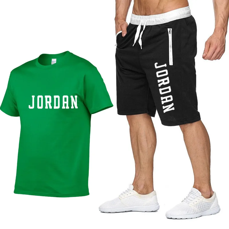 

2021 new T-shirt + Short Sets Men Letter Printed Suits Summer Casual T-shirt Mens Tracksuits Brand Clothing Tops Tees Male Set 2