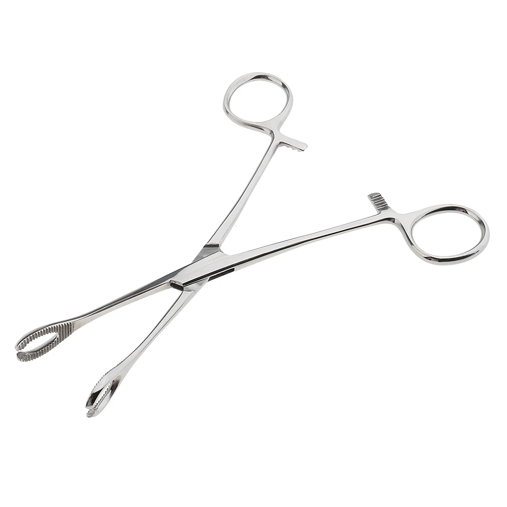 Slotted (open end) Sponge Clamp/Forceps with Ratchet Body Piercing Tool