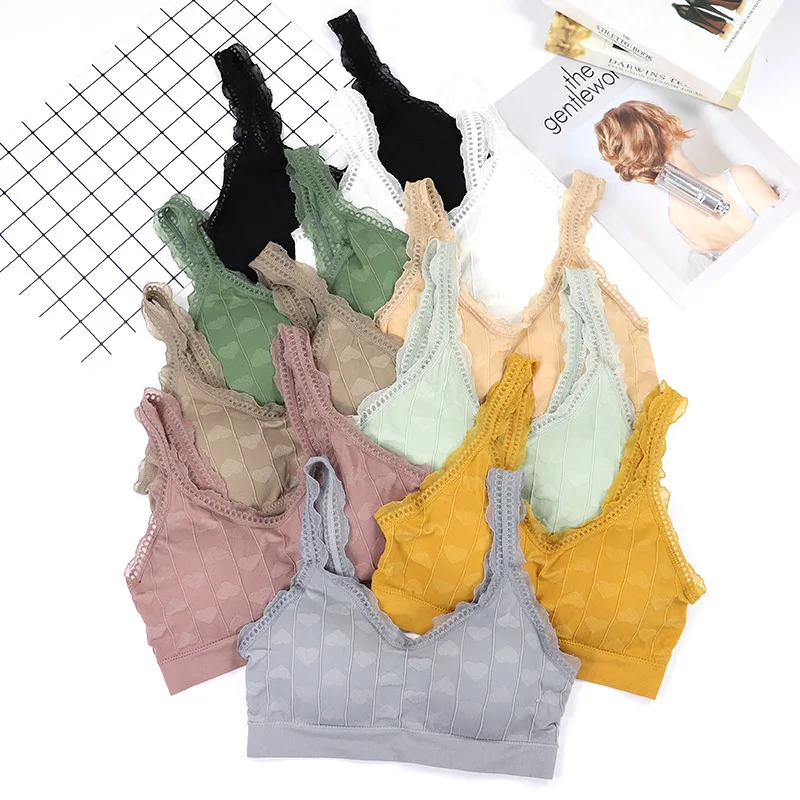 CHRLEISURE кружевной бюстгальтер с принтом в виде сердца для отдыха чашечки