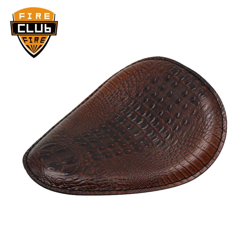 

Retro Brown/Black Crocodile Leather Solo Seatfor For Harley Custom Chopper Bobber Leather Saddle Seat