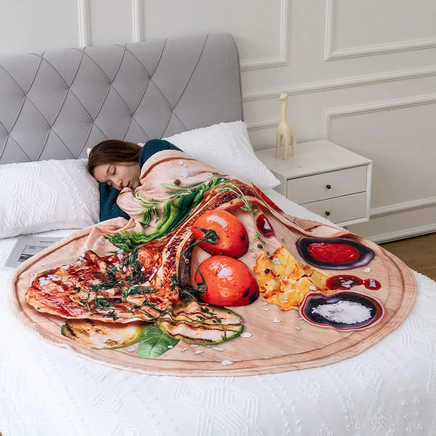 

OLIVE HOME Interesting Food Throw Blanket 3D Print Soft Flannel Winter Warm Round Blankets Decorative Blankets For Bed