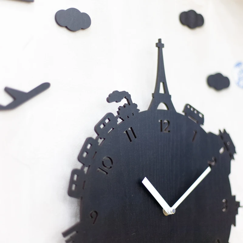 

Wooden Wall Clock Living Room Creative Novelty Antique Fashion Wall Clocks Surrealist Art Duvar Saati Home Decoration EA50ZB