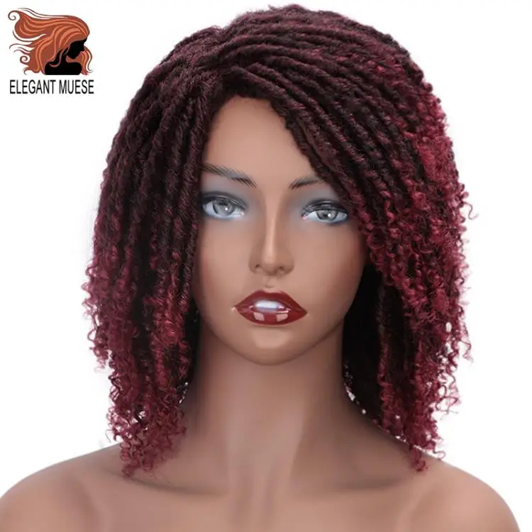 Elegant MUSES короткие синтетические парики для Для женщин 6 дюймов длинные мягкие Faux locs волосы парик с эффектом деграде(переход от темного к черный жук, вязанные крючком парики из косичек