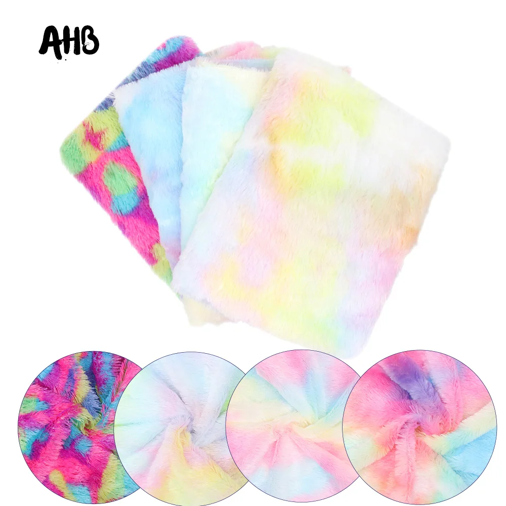 

AHB 45cm*150cm Rainbow Plush Fabric Warm Winter Fabric DIY Home Textile Clothes Toy Handmade Crafts Sewing Artificial Fur Fabric