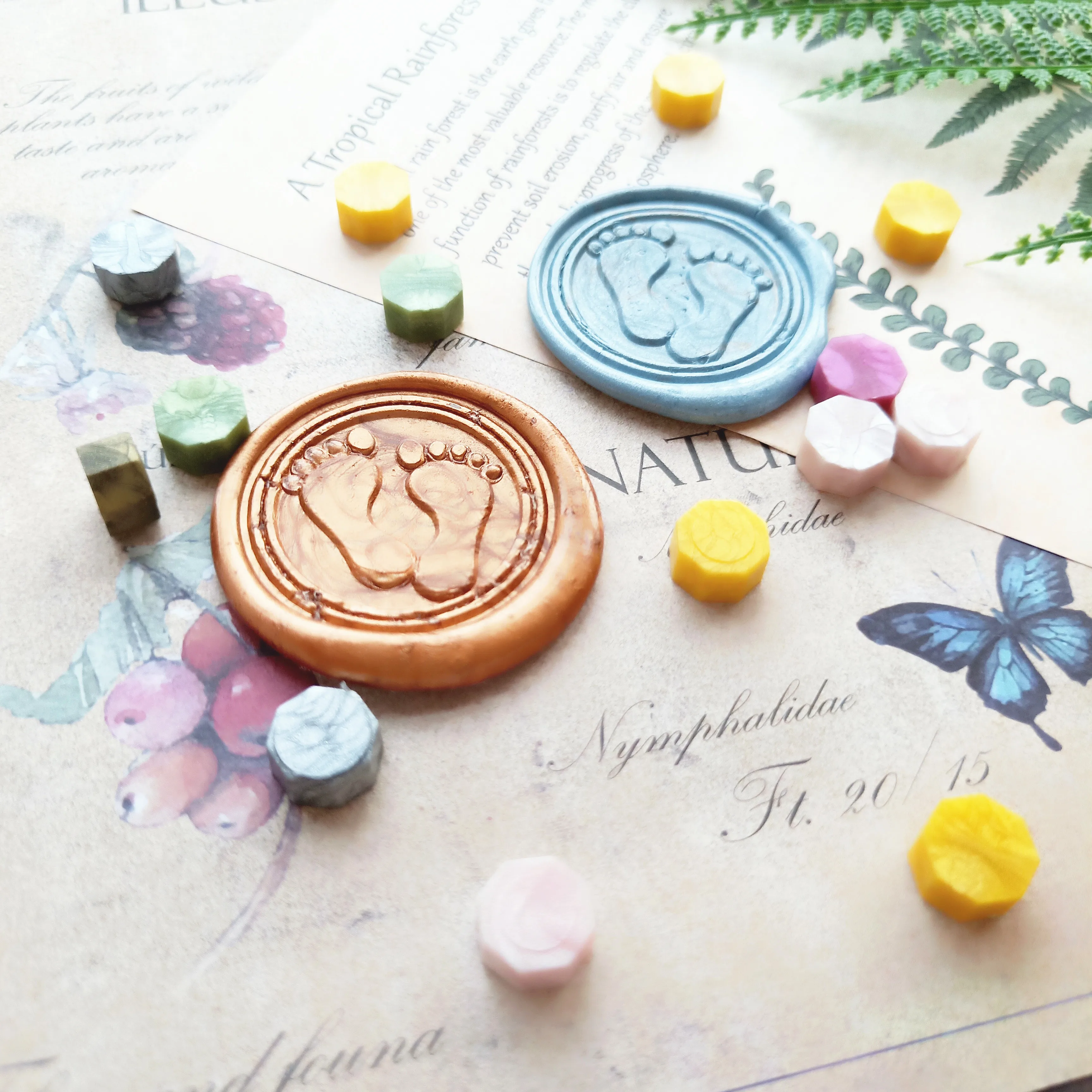 DIY Baby footprints customize Name Box set personalized Letter/Sealing Wax/wedding Wax Seal Stamp Custom invitations envelop
