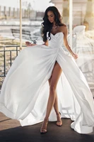 hot sale simple beach wedding dresses 2021 plus size sexy sweetheart sleeveless side slit bridal gowns vestido de noiva