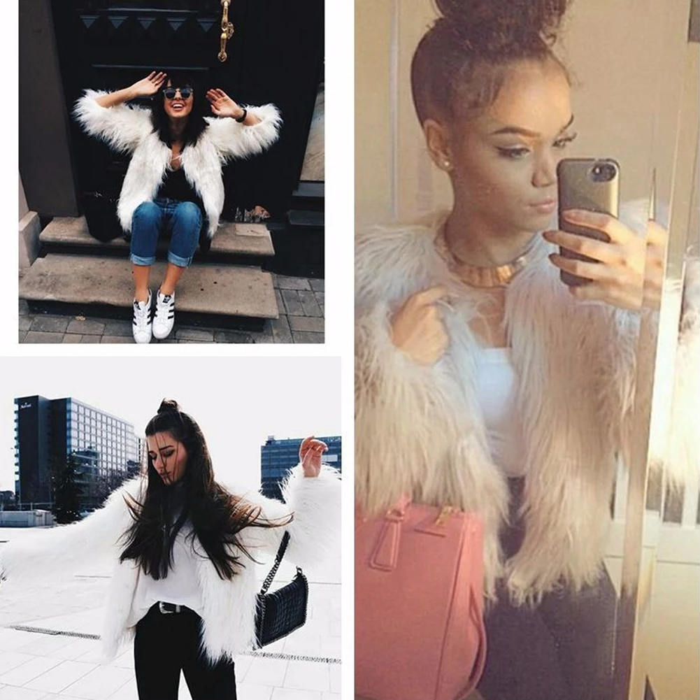 Модная дамская зимняя Для женщин верхняя одежда из искусственного меха Верхняя