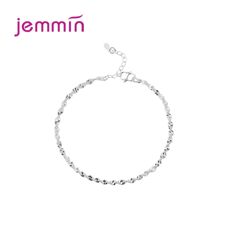

Women Wave Chain Bracelet Jewelry Accessory Newest Trendy Genuine 925 Silver Watermark Bracelet For Wedding Engagement