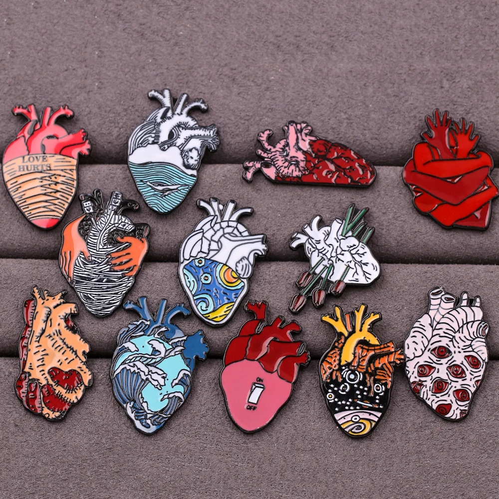 Эмалированная булавка в виде сердца органа медицинский сердечко кровожадная
