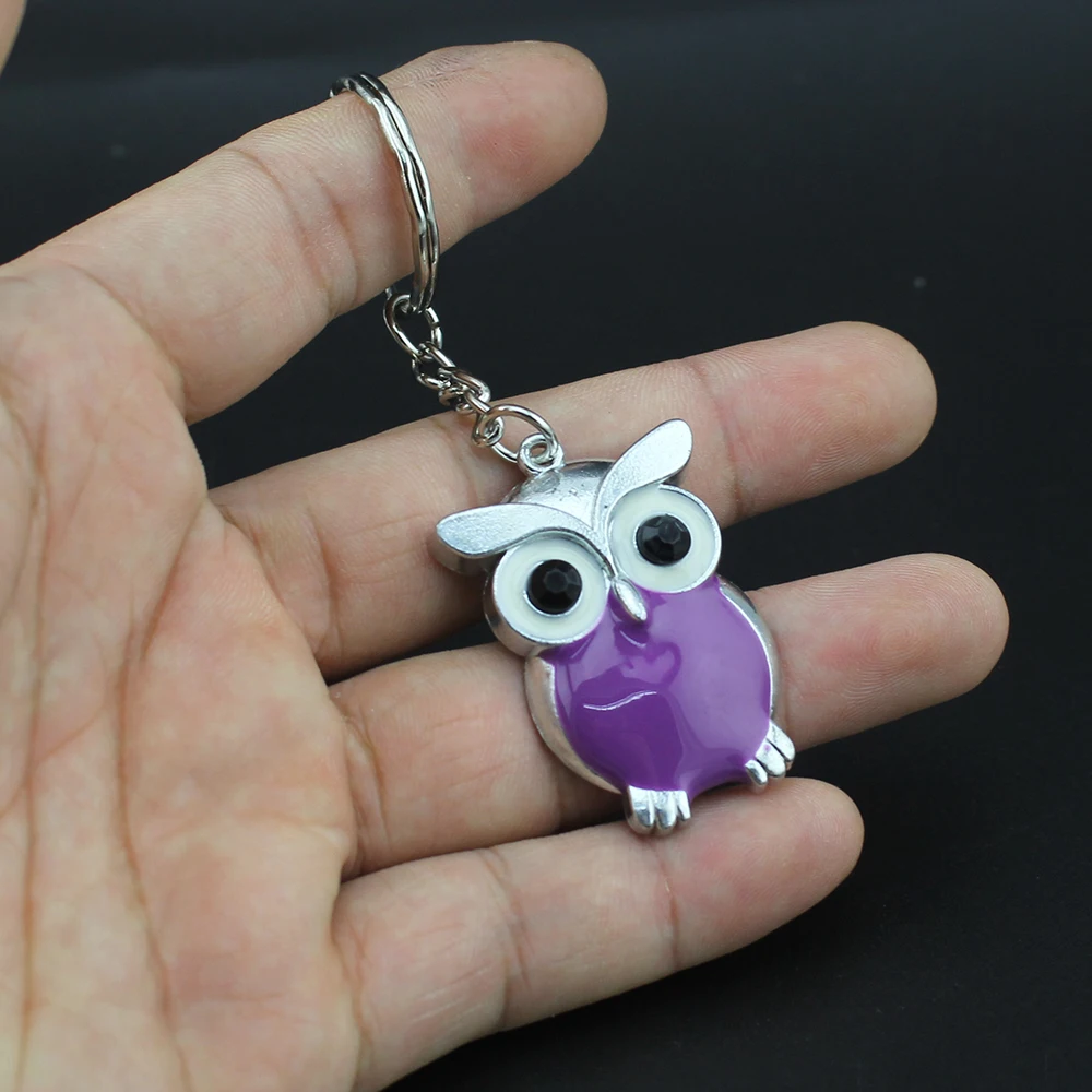 Purple Owl Hapiship новые женские/мужские модные ювелирные изделия лиса Жираф Сова ключи цепочки Ключи Кольца Сплав амулеты подарки YS001 - Цвет: Purple Owl