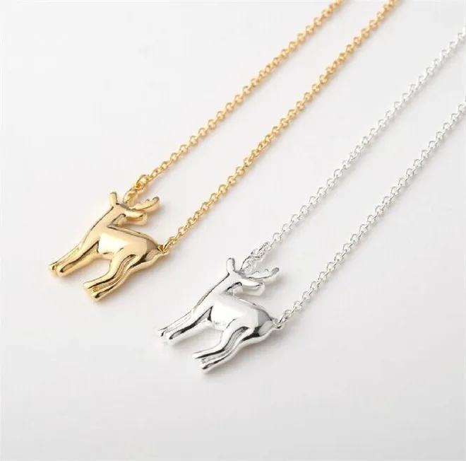 

30 Small Christmas deer elk antlers pendant chain necklace moose reindeer fawn animal clavicle simple children's gift jewelry