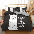 Комплект постельного белья oentyo, 3 шт., с героями мультфильмов, с милой альпакой, размер Queen, пододеяльник, одеяло, постельное белье для детей