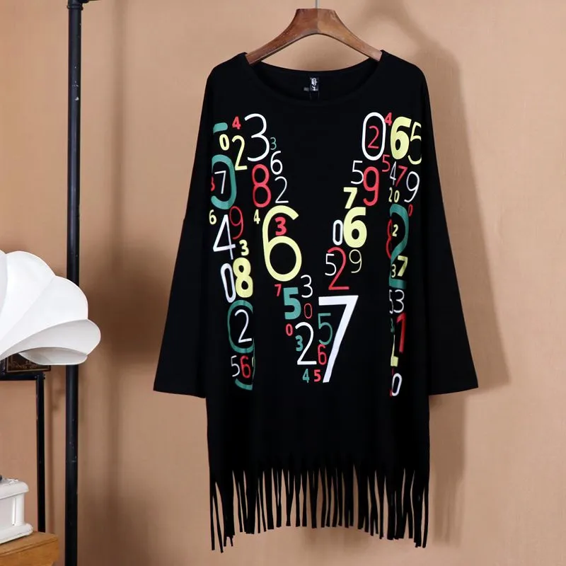 Осенняя Свободная Женская футболка большого размера из хлопка уличная