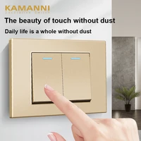 kamanni 118 type wall light switch socket matte gold two gang two way switch 114x72mm ac 110 250v for lighting minimalist style