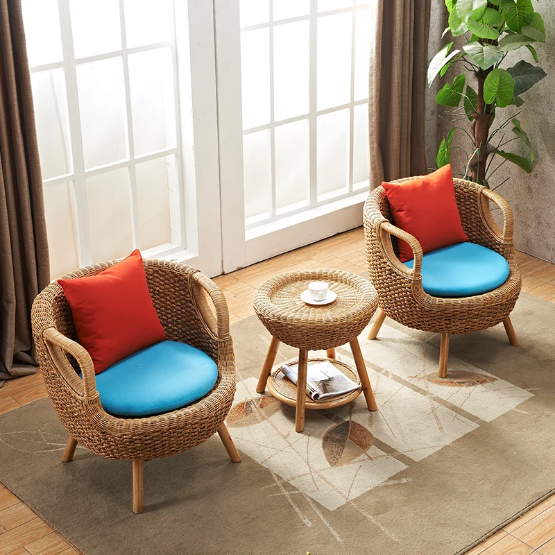 Ручной ротанговый стул и журнальный столик балкон Повседневный стол