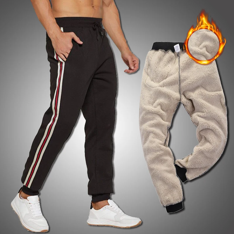 Мужские утепленные Джоггеры в полоску плотные спортивные штаны уличная одежда