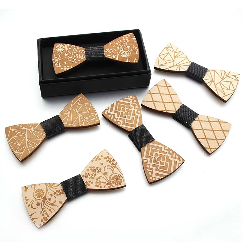 

2021 Fashion Wooden Bowtie Gentleman Bow Ties Handmade Pattern Tie Party Bow Ties Butterfly Wooden Unique Tie for Man Prom