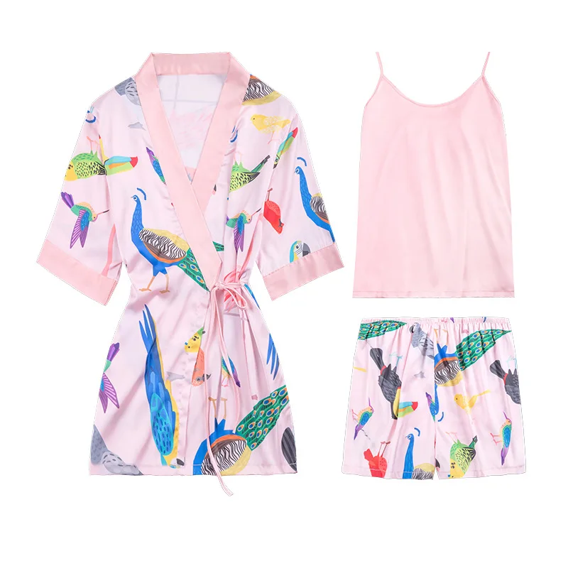 Новинка 2022 3 шт. женские пижамные комплекты с брюками сексуальная пижама атласная