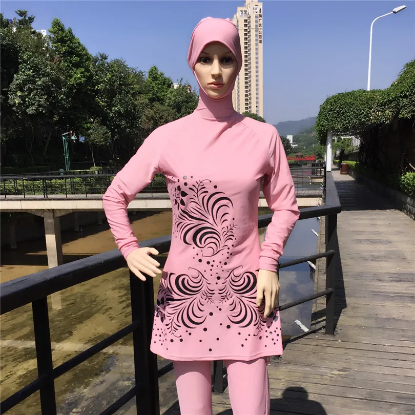 2019 женский Мусульманский купальник с цветочным принтом больших размеров хиджаб