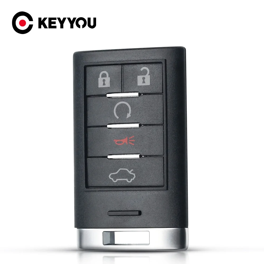 

KEYYOU 10x для Cadillac ATS SRX STS CTS DTS 2010 2011 2012 2013 Fob чехол для ключа автомобиля без ключа 5 кнопочный Сменный Чехол для пульта дистанционного управления