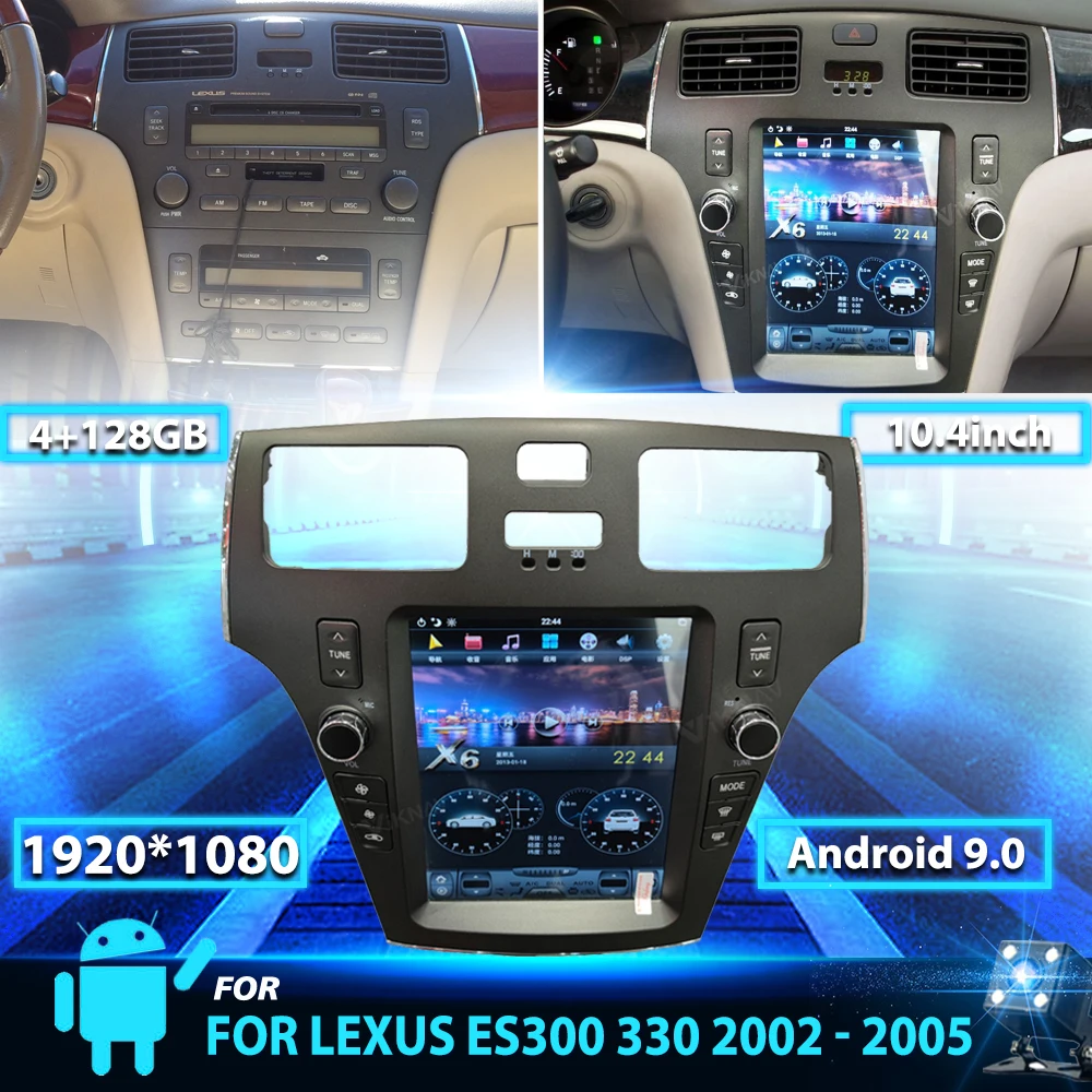 

Автомобильный радиоприемник на Android для Lexus ES300 330 2002-2005, автомобильный DVD мультимедийный проигрыватель, экран Теслы, встроенный carplay