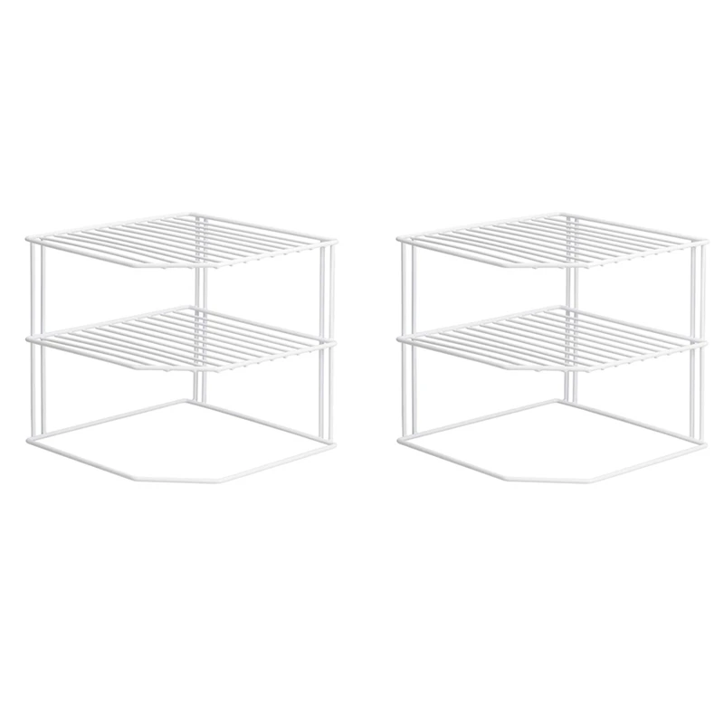 

2 Pack Kitchen Cupboard Shelf Organiser,3 Tier Corner Shelf Plate Storage Rack Cupboard Organiser for Kitchen
