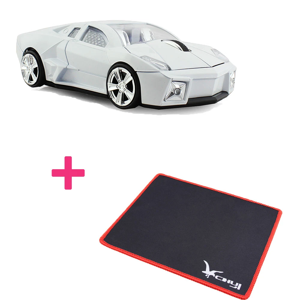 White And Pad CHYI спортивный автомобильный usb-ресивер Беспроводной Мыши оптическая компьютерная мышь 1600 dpi Мини 3D игровые мыши с Коврик Для Мыши для ПК ноутбук подарок - Цвет: White And Pad
